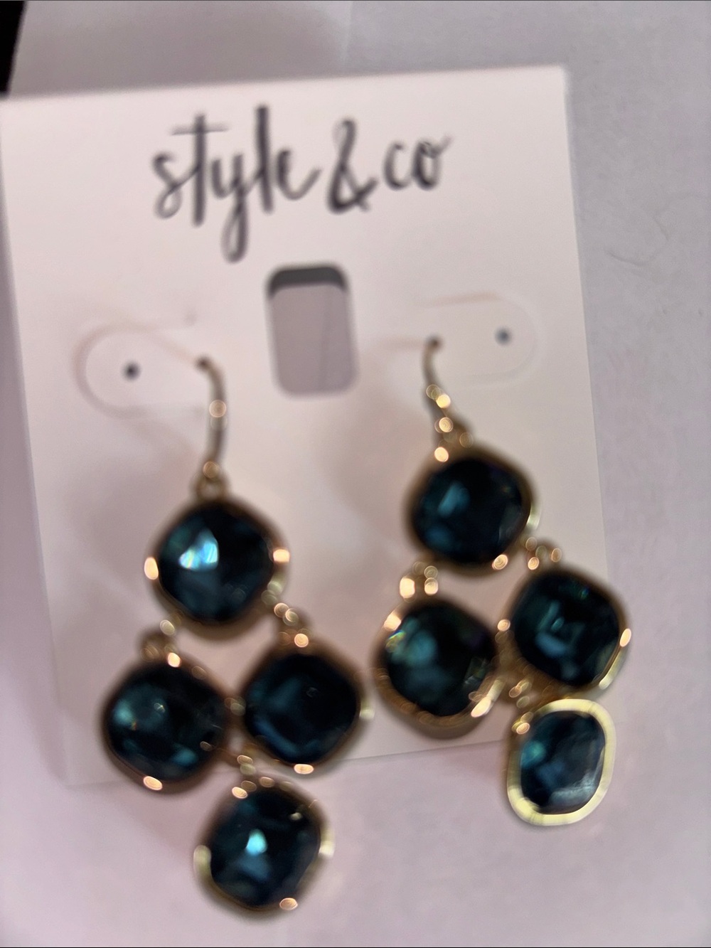 Style & Co. Gold-Tone Teal Cluster Dangle Earrings
